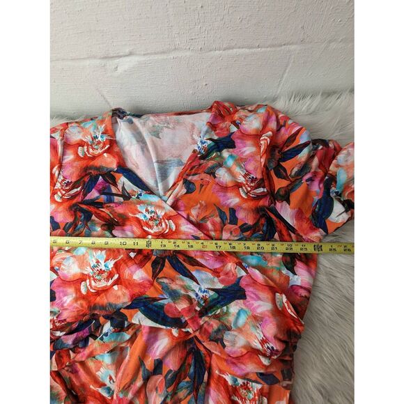 Soft Surrounding Dress Floral Jardin Faux Wrap Maxi‎ 3/4 Sleeve Plus size 3X NWT - Picture 7 of 11